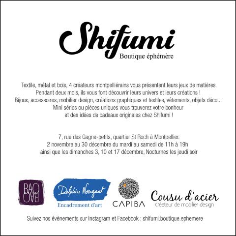Shifumi Boutique Éphémère, du 2/11 au 30/12 quartier Saint Roch, 7 rue des Gagne-petits 